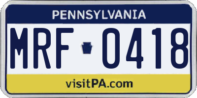 PA license plate MRF0418