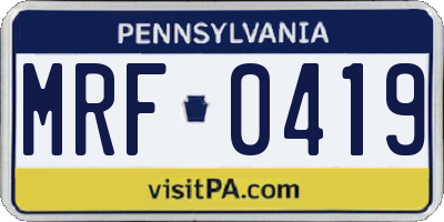 PA license plate MRF0419