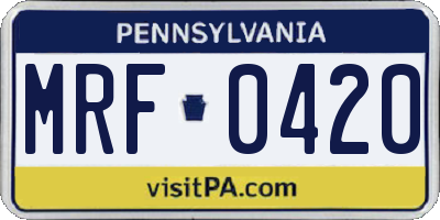 PA license plate MRF0420