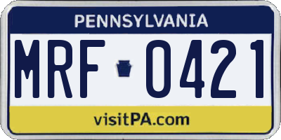 PA license plate MRF0421
