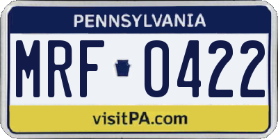 PA license plate MRF0422