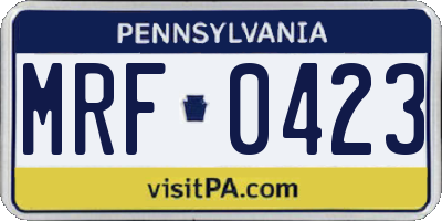PA license plate MRF0423