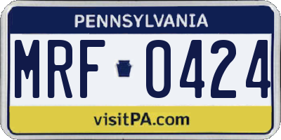 PA license plate MRF0424