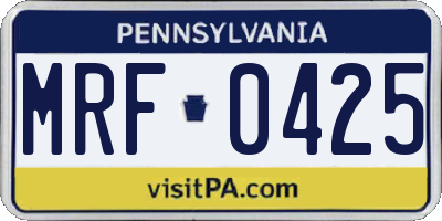 PA license plate MRF0425