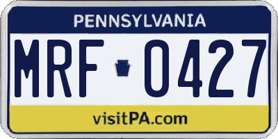 PA license plate MRF0427