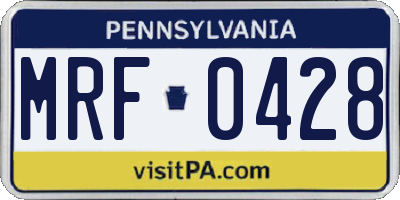PA license plate MRF0428