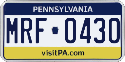 PA license plate MRF0430