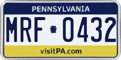 PA license plate MRF0432