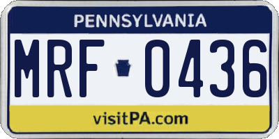 PA license plate MRF0436