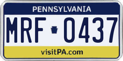 PA license plate MRF0437
