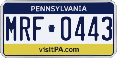 PA license plate MRF0443