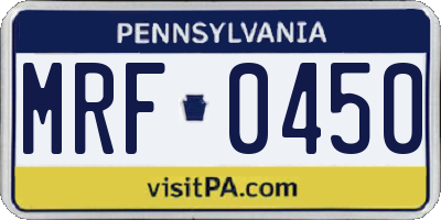 PA license plate MRF0450