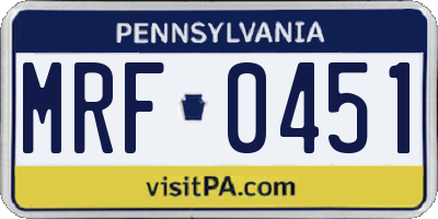 PA license plate MRF0451