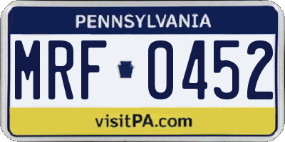 PA license plate MRF0452