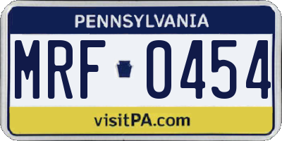 PA license plate MRF0454