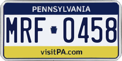 PA license plate MRF0458