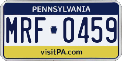 PA license plate MRF0459