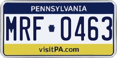 PA license plate MRF0463
