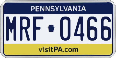 PA license plate MRF0466