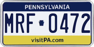 PA license plate MRF0472