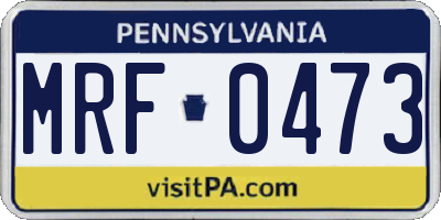 PA license plate MRF0473