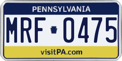 PA license plate MRF0475