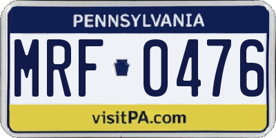 PA license plate MRF0476