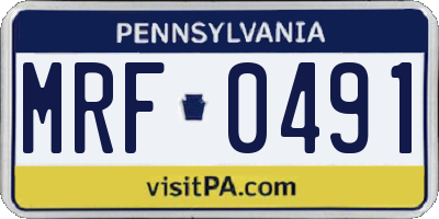 PA license plate MRF0491