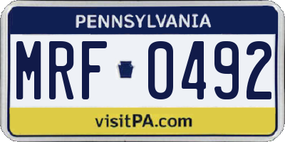 PA license plate MRF0492
