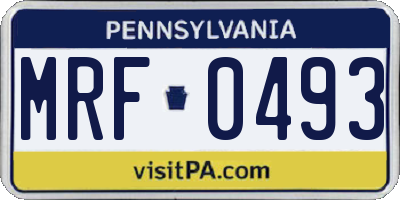 PA license plate MRF0493