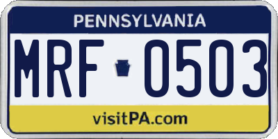 PA license plate MRF0503