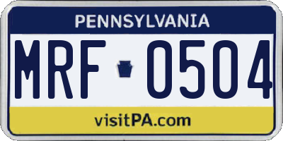 PA license plate MRF0504