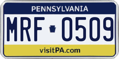 PA license plate MRF0509