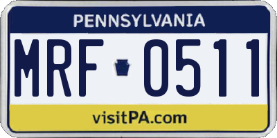 PA license plate MRF0511