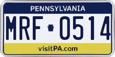 PA license plate MRF0514