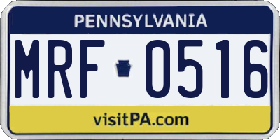 PA license plate MRF0516