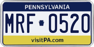 PA license plate MRF0520
