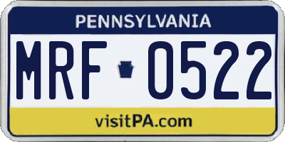 PA license plate MRF0522