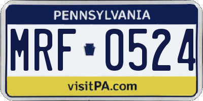 PA license plate MRF0524