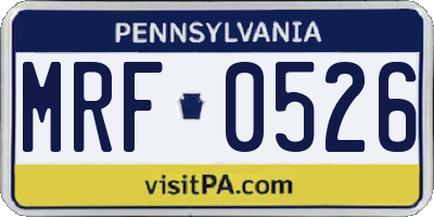 PA license plate MRF0526