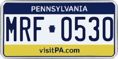 PA license plate MRF0530