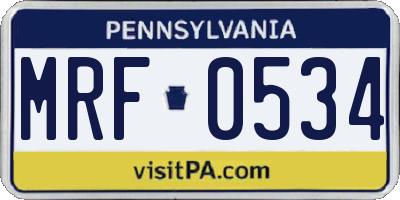 PA license plate MRF0534