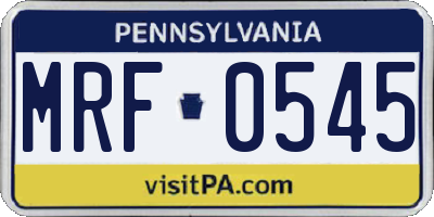 PA license plate MRF0545