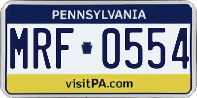 PA license plate MRF0554