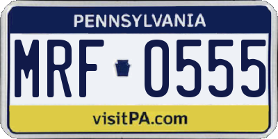 PA license plate MRF0555