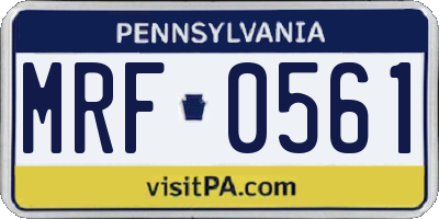 PA license plate MRF0561