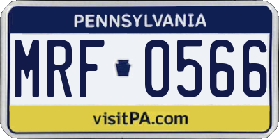 PA license plate MRF0566