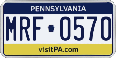 PA license plate MRF0570