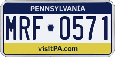 PA license plate MRF0571