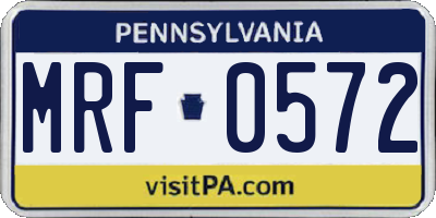 PA license plate MRF0572